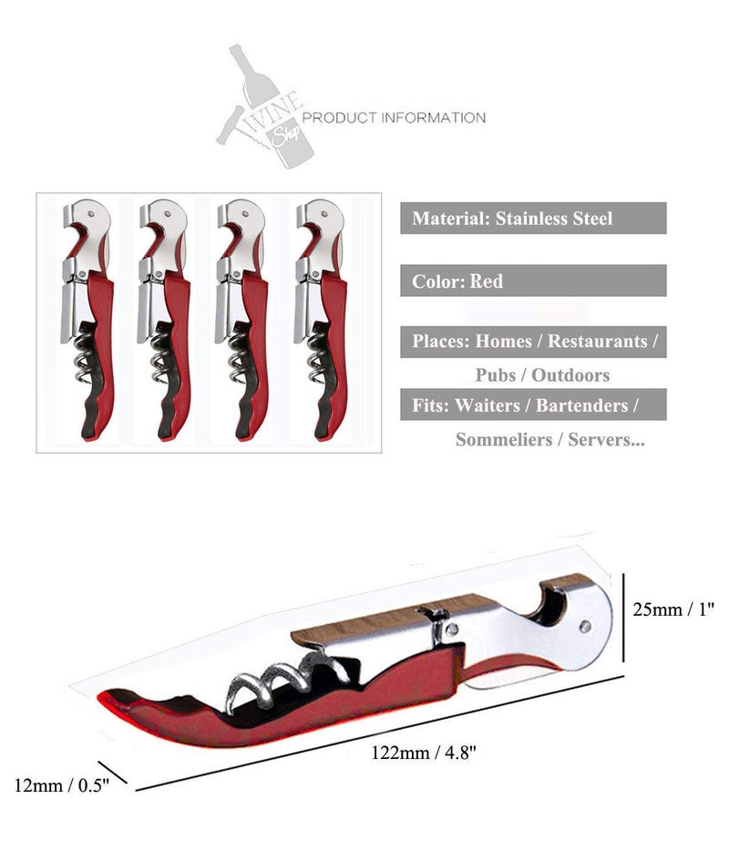 Kit-Home Professional Waiter Corkscrew Wine Openers Set, Heavy Duty Stainless Steel Hinges Wine Key for Restaurant Waiters, Sommelier, Bartenders - Image 4